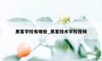 黑客学校有哪些_黑客技术学校视频