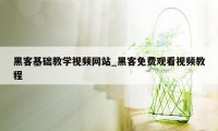 黑客基础教学视频网站_黑客免费观看视频教程