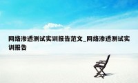 网络渗透测试实训报告范文_网络渗透测试实训报告