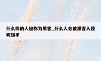 什么样的人被称为黑客_什么人会被黑客入侵呢知乎