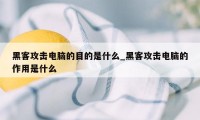 黑客攻击电脑的目的是什么_黑客攻击电脑的作用是什么