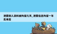 泄露别人资料被拘留几天_泄露信息拘留一年出来后