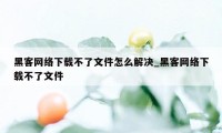 黑客网络下载不了文件怎么解决_黑客网络下载不了文件