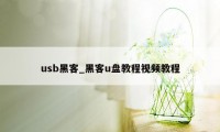 usb黑客_黑客u盘教程视频教程