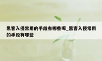 黑客入侵常用的手段有哪些呢_黑客入侵常用的手段有哪些