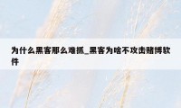 为什么黑客那么难抓_黑客为啥不攻击赌博软件