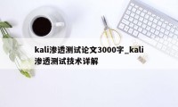 kali渗透测试论文3000字_kali渗透测试技术详解