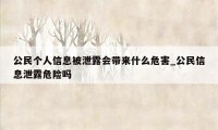 公民个人信息被泄露会带来什么危害_公民信息泄露危险吗